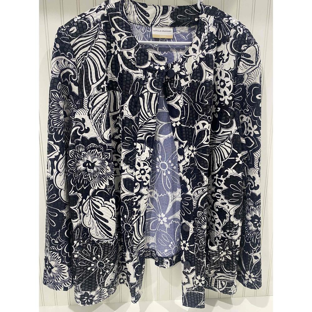 Alfred Dunner Black and White Floral Jacket